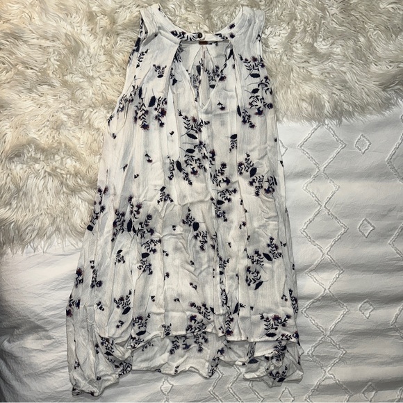 Free People | Tree Swing Tunic Tank Top Sleeveless Blouse Floral Print Keyhole - Picture 5 of 14